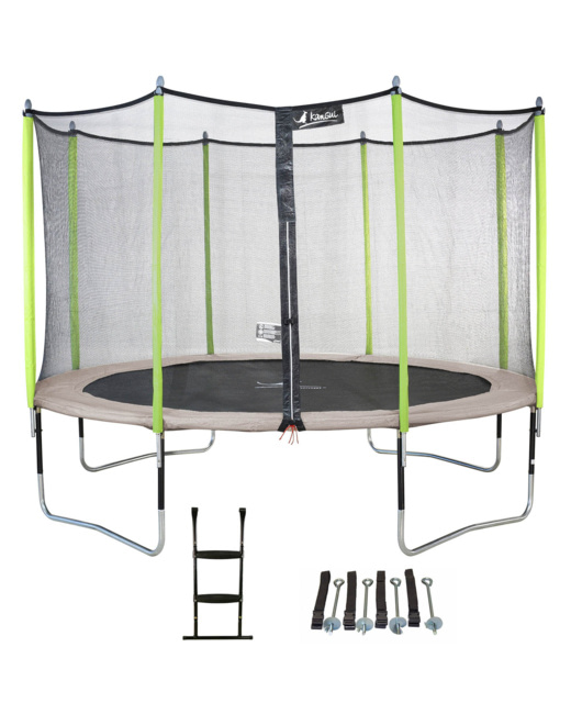 Trampoline de jardin 365 cm + filet de sécurité + échelle + kit d'ancrage  JUMPI 