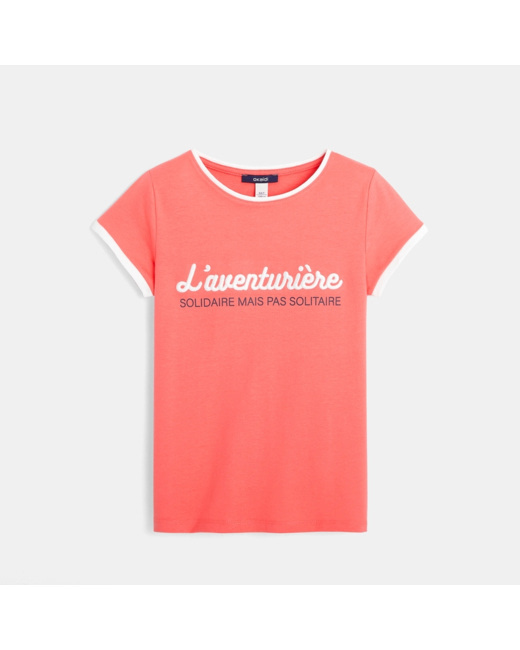 T-shirt à message Aventure rose fille