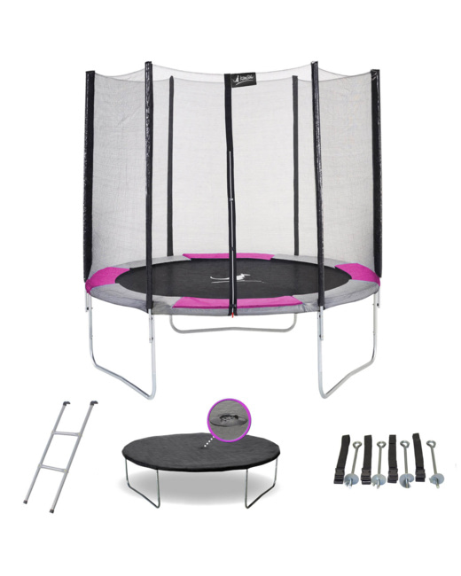 Trampoline rond diam 250cm avec filet, échelle, bâche et kit d'ancrage - RALLI 250