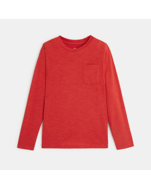 T-shirt uni en coton rouge garçon