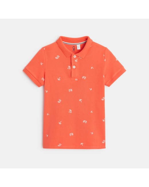 Polo manches courtes imprimé orange garçon