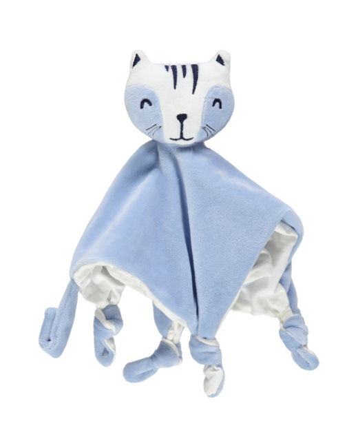 Doudou plat chat à détails brodés