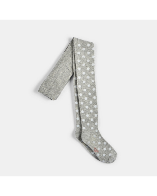 Collants à pois gris fille