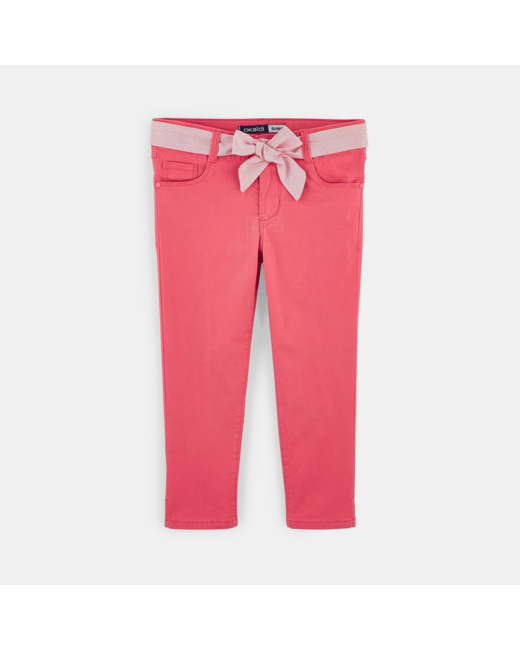 Pantalon capri ceinturé rose fille