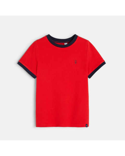 T-shirt en coton piqué rouge garçon