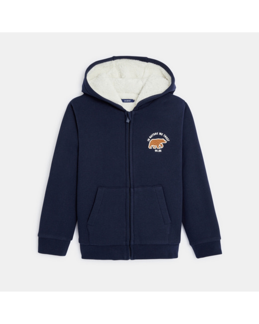 Sweat-shirt doublé en polaire sherpa bleu garçon