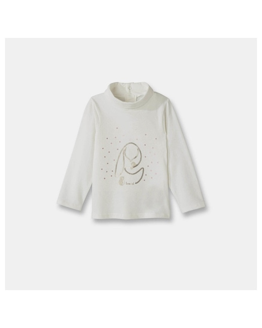 T-shirt col roulé coton bio à motif