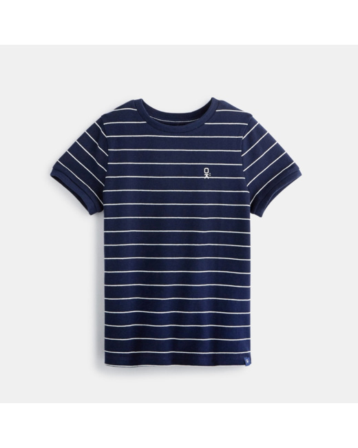 T-shirt rayé nid d'abeille bleu garçon