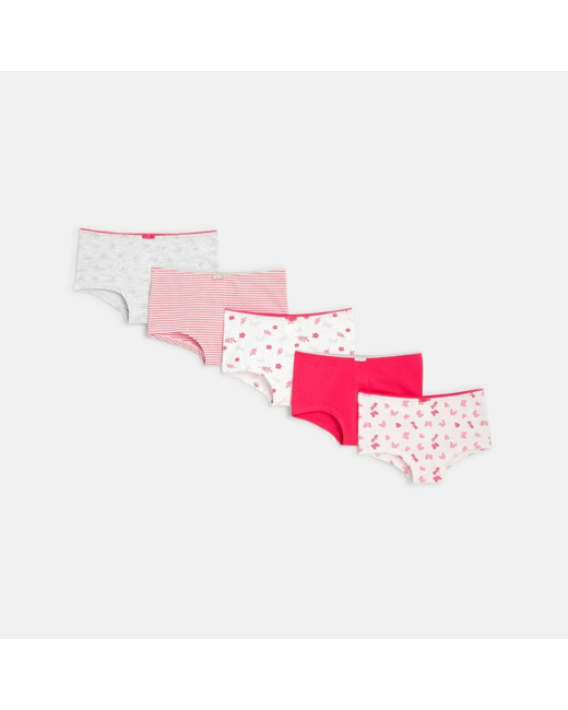 Culottes forme boxer (lot de 5) rose fille