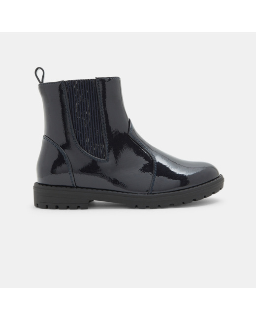 Boots Chelsea vernies bleues fille