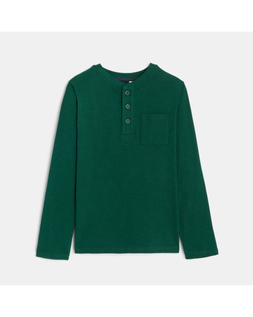 T-shirt à col boutonné vert garçon