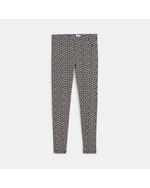 Legging imprimé "petit feuillage" bleu fille