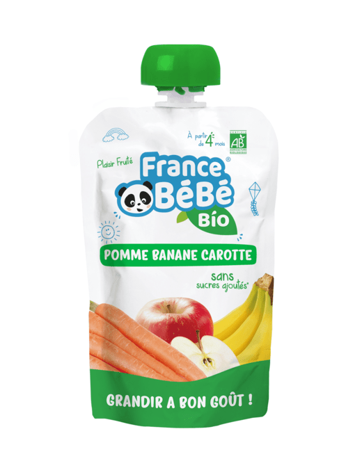 Gourde de purée de fruits Pomme Banane Carotte - 100g - A partir de 4 mois