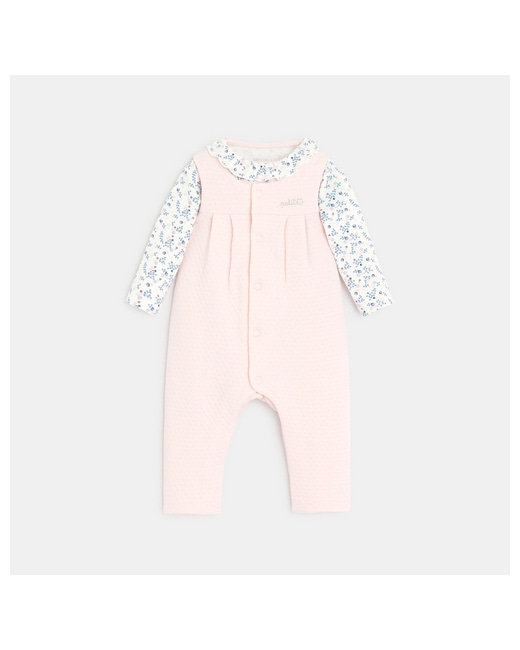 Salopette coton quilté et body fleuri