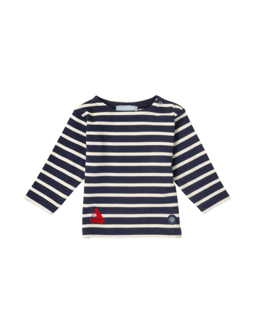 Marinière bateau Bébé - coton épais - Broderie Bateau