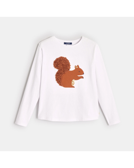 T-shirt à motif en relief blanc fille