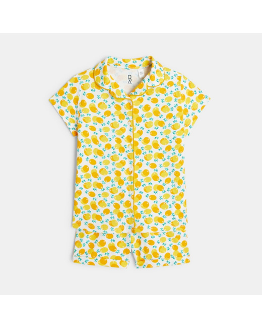 Pyja-short imprimé jaune fille