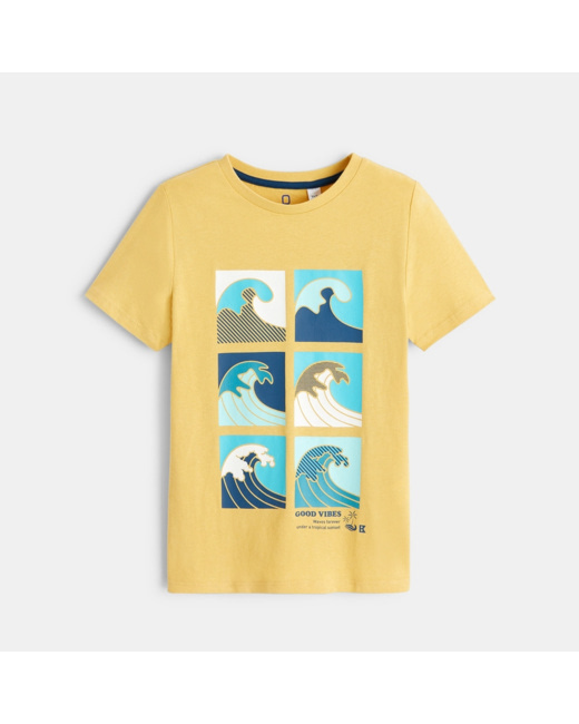 T-shirt à motifs vagues jaune garçon