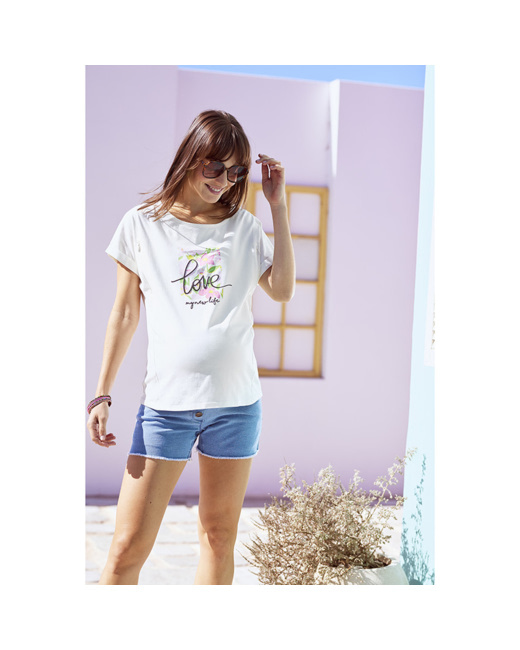 T-shirt de grossesse manches courtes en jersey avec print