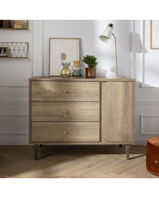 Commode 3 tiroirs 1 porte Mokka