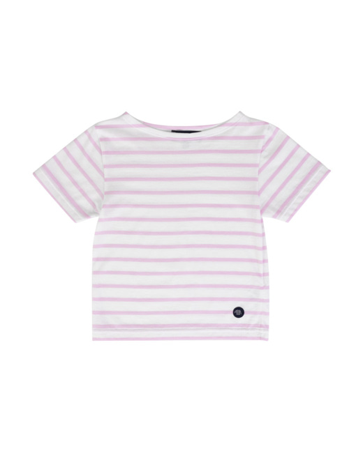 Marinière "Hoëdic" KIDS - coton léger - Milk/Mauve Rose