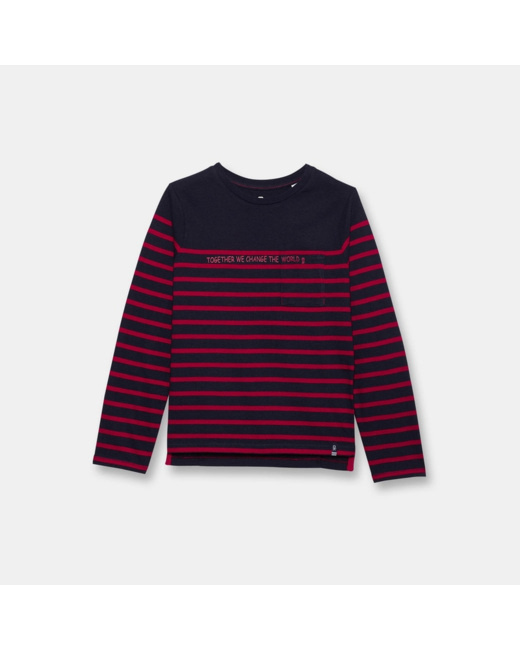 T-shirt rayé rouge garçon