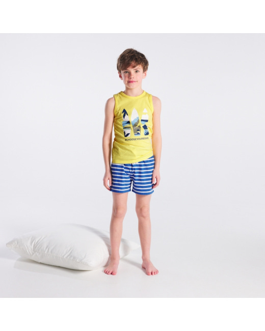 Pyjama short en jersey jaune garçon