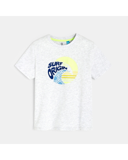 T-shirt over size motif surf gris garçon