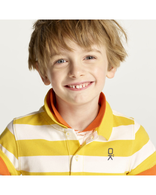 Polo piqué rayé bicolore jaune garçon
