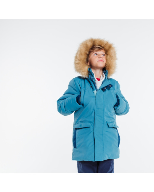 Parka chaude à capuche bleu garçon