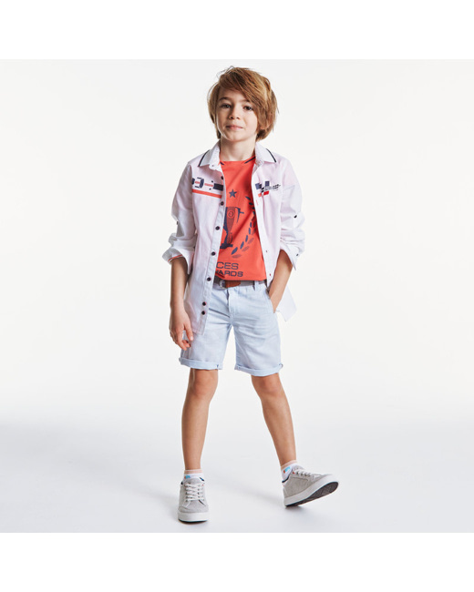 Chemise blanche à motif automobile garçon