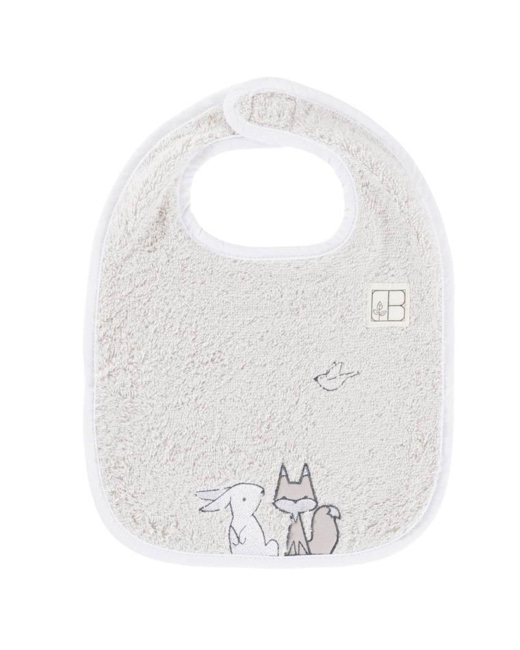 Mini bavoir bouclette de coton biologique brodé animaux Imagine