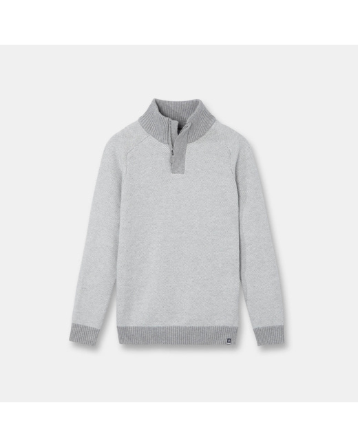 Pull à col zippé blanc garçon