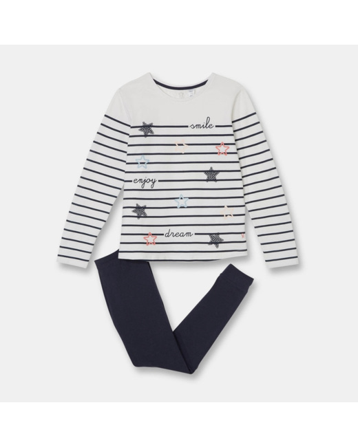 Pyjama 2 pièces en jersey bleu fille