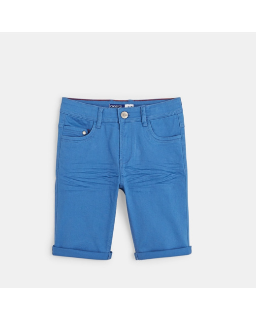 Bermuda slim en toile hyper-stretch bleu garçon