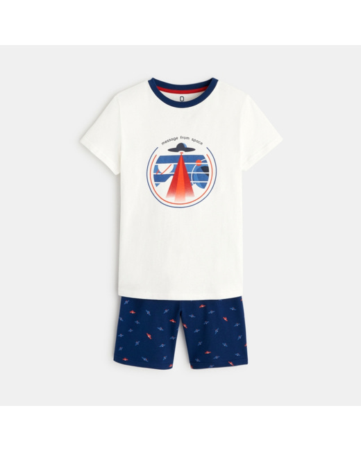 Pyjama court 2 pièces espace bleu garçon