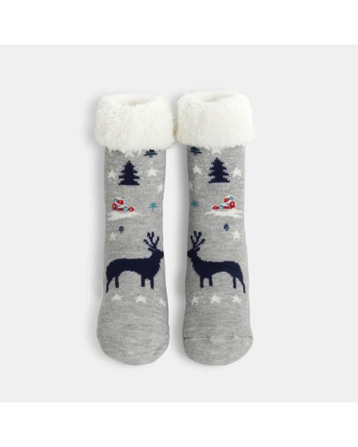 Chaussons-chaussettes antidérapantes grises garçon
