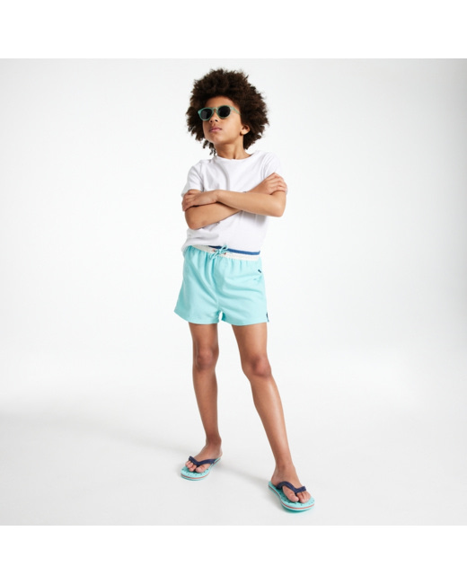 Short de bain uni bleu garçon