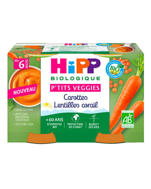Pots Carottes Lentilles Corail Bio P'tits Veggies