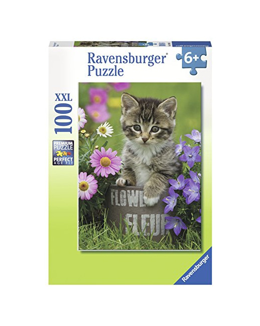 Puzzle XXL - Chaton parmi les fleurs - 100 pièces