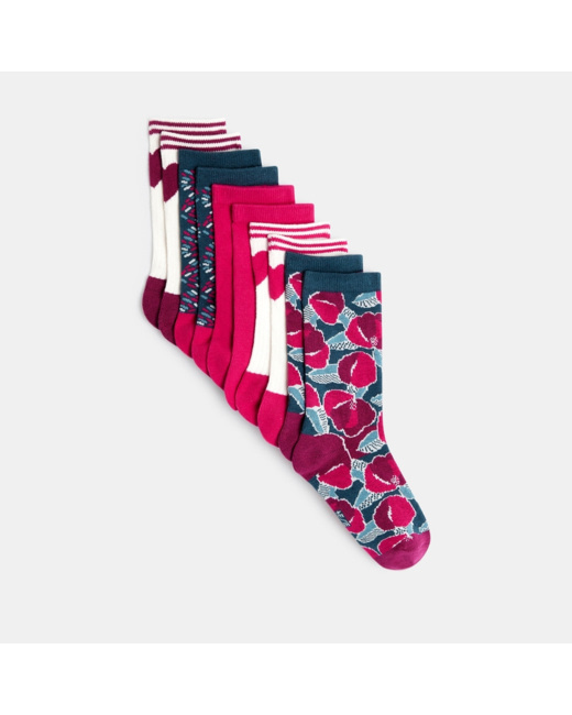 Chaussettes à motifs et unies (lot de 5) roses fille