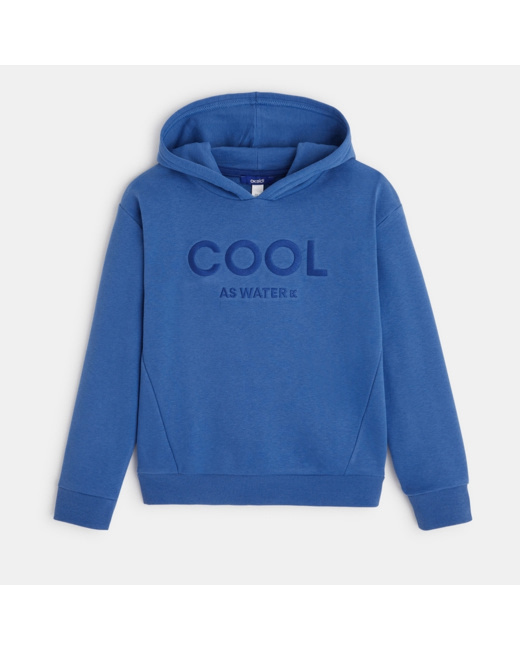 Sweat-shirt à capuche à message bleu garçon