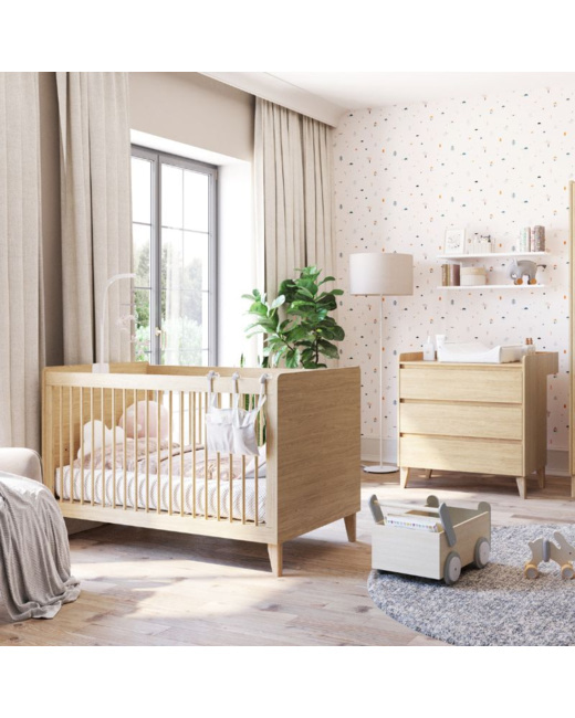 Chambre Duo Lit évolutif + Commode à langer 3 tiroirs Muve