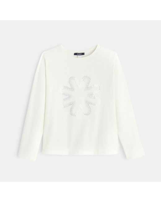 T-shirt à motif en sequins blanc fille
