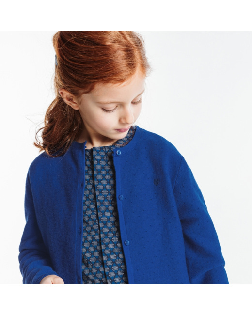 Gilet ajouré bleu fille