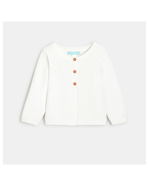 Gilet maille tricot effet pointelle blanc