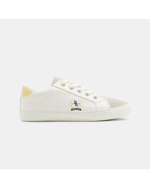 Tennis mix matières à lacets blanches garçon