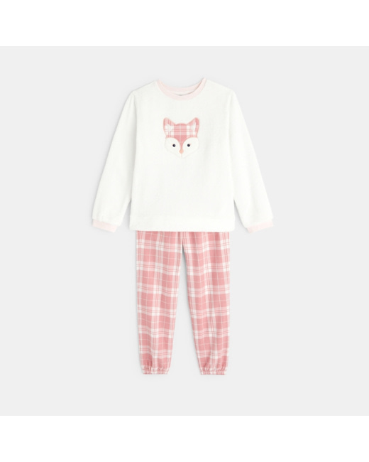 Pyjama 2 pièces chaud et doux blanc fille
