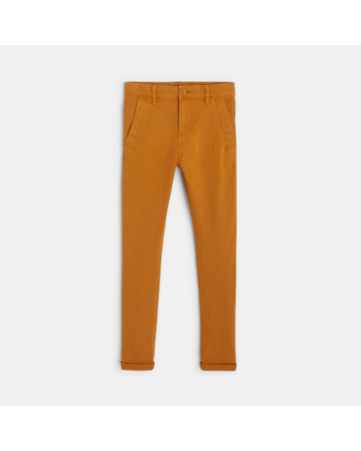 Pantalon chino en twill de coton uni beige garçon