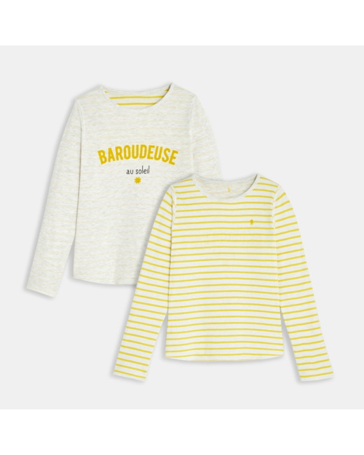 Marinière réversible jaune fille